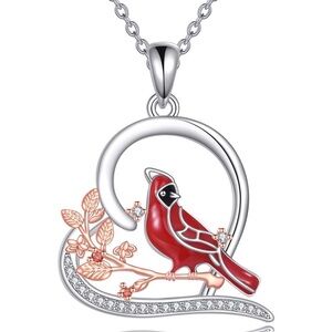 925 Sterling Cardinal Memorial Pendant Necklace